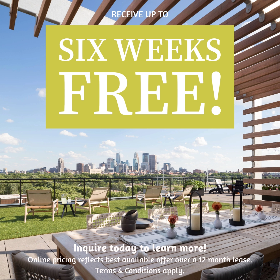 Receive up to Six Weeks Free! Inquire today to learn more! Online pricing is an effective rate factoring in the best available offer over a 12 month lease. Terms & Conditions apply.