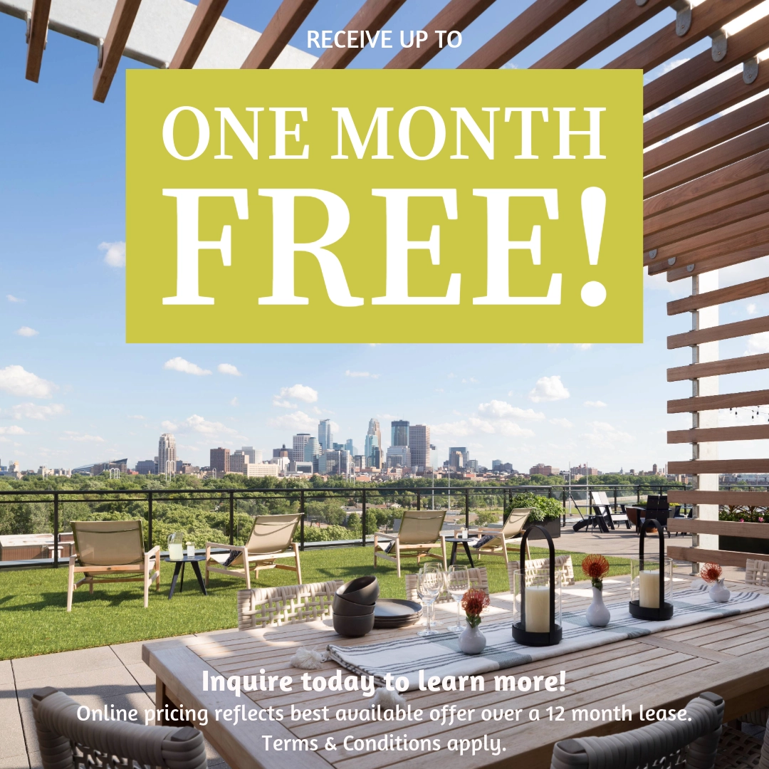 Receive up to One Month Free! Inquire today to learn more! Online pricing reflects best available offer over current lease terms. Terms & Conditions apply.