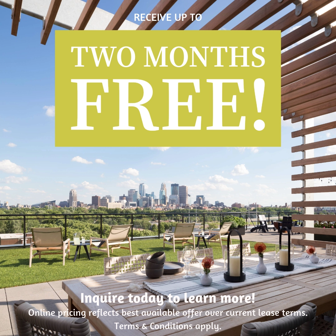 Receive up to Two Months Free! Inquire today to learn more! Online pricing reflects best available offer over current lease terms. Terms & Conditions apply.